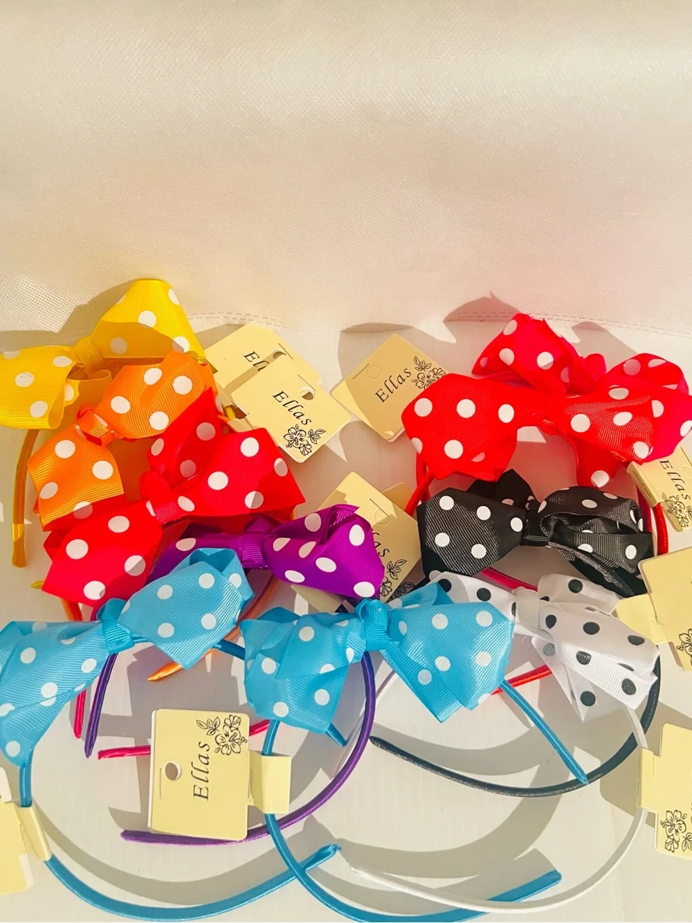10 PC Polka Dot Bow Headbands NWT kids